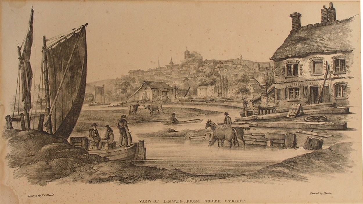 Lithograph - View of Lewes from South Street - 